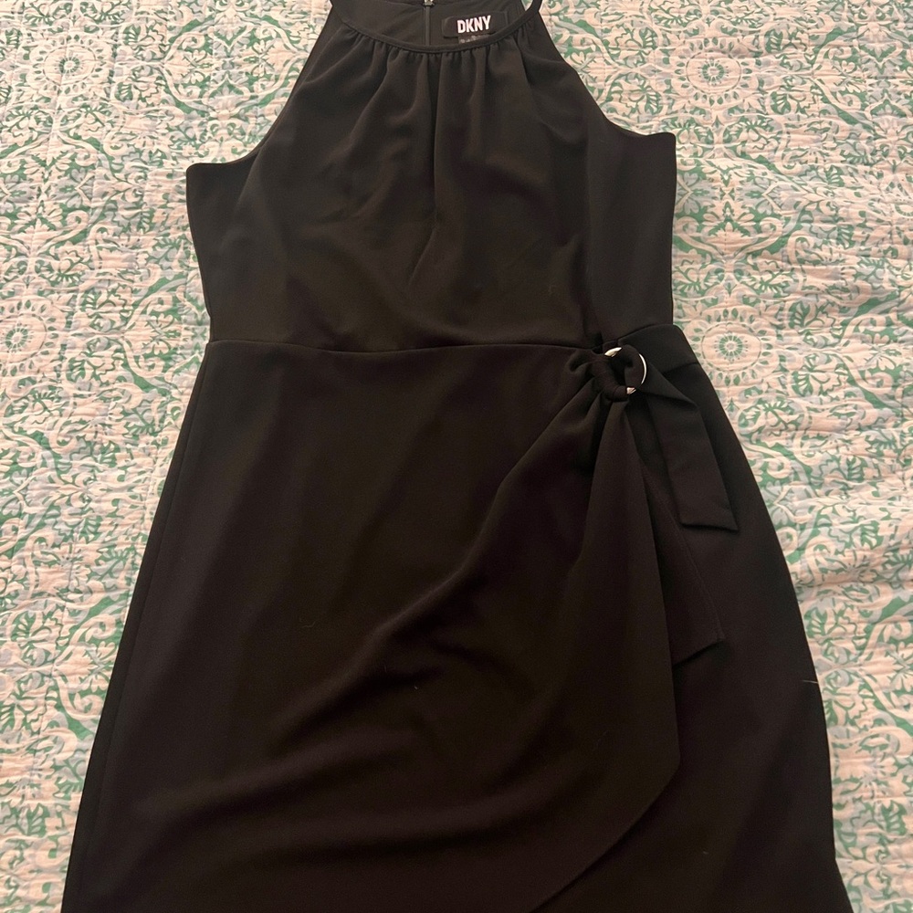 Dkny Black Sleeveless Halter Midi Dress